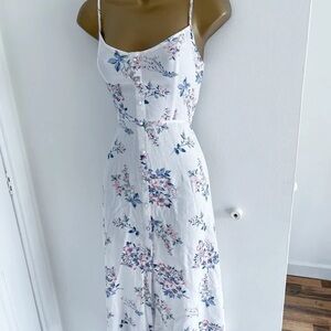 Hollister White and Pink Floral Maxi Dress